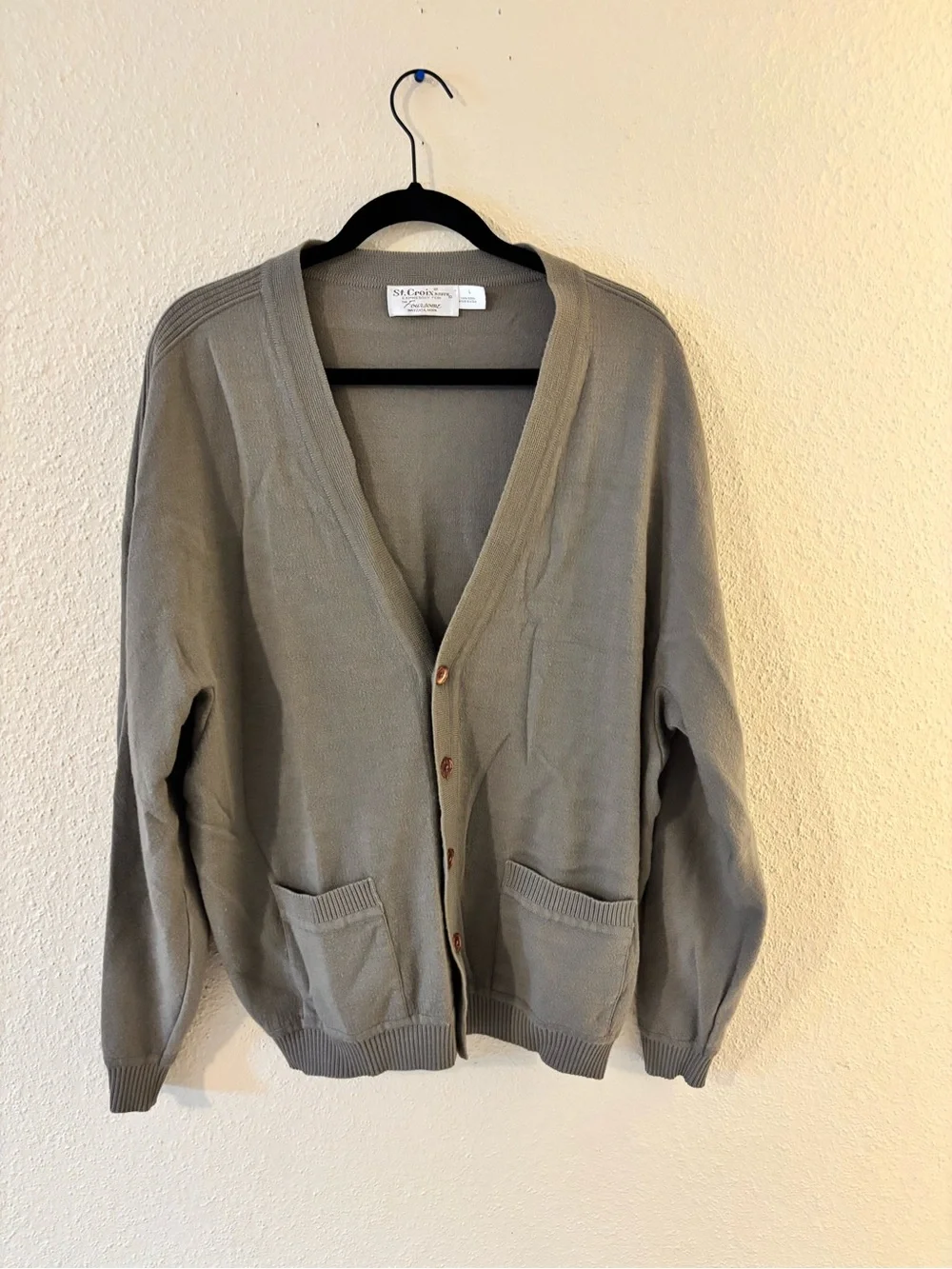 St. Croix Classic 100% Merino Wool Button Cardigan L